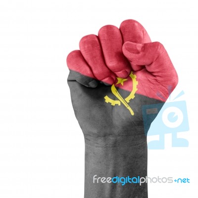 Flag Of Angola On Hand Stock Photo