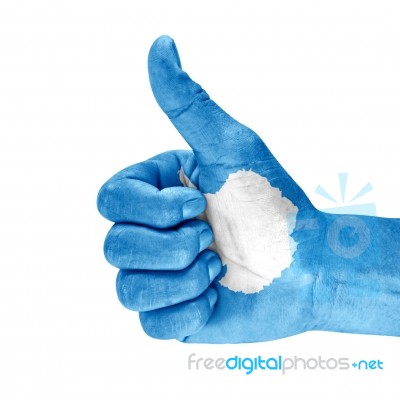 Flag Of Antarctica On Thumb Up Hand Stock Photo