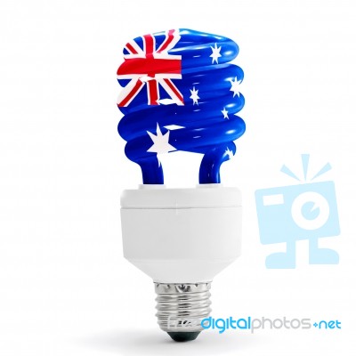 Flag Of Australia On Bulb Stock Photo