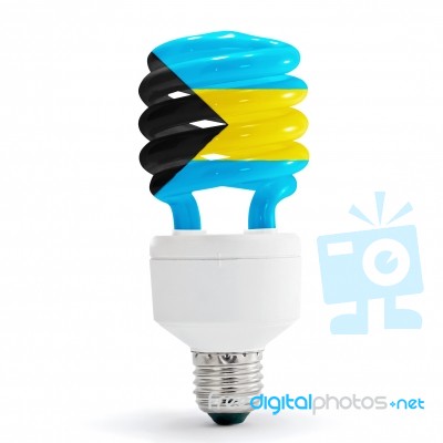 Flag Of Bahamas On Bulb Stock Photo