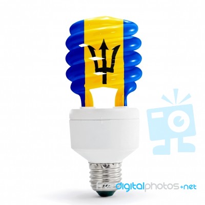 Flag Of Barbados On Bulb Stock Photo