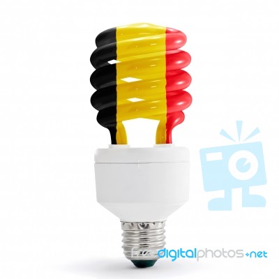 Flag Of Belgium On Bulb Stock Photo