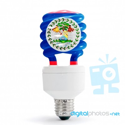 Flag Of Belize On Bulb Stock Photo