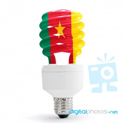 Flag Of Cameroon On Bulb Stock Photo