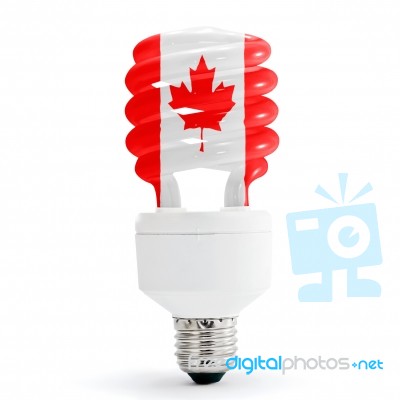 Flag Of  Canada On Bulb Stock Photo