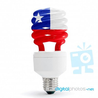 Flag Of Chile On Bulb Stock Photo