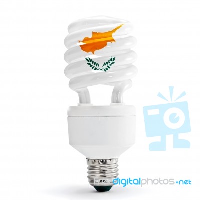 Flag Of Cyprus On Bulb Stock Photo