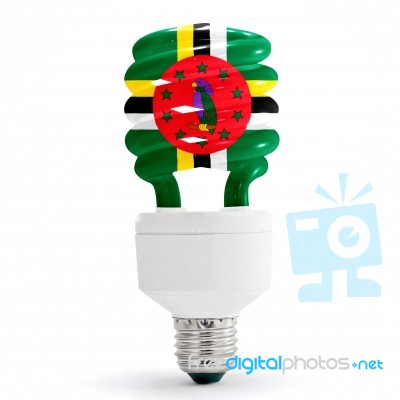 Flag Of Dominica On Bulb Stock Photo