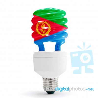 Flag Of Eritrea On Bulb Stock Photo