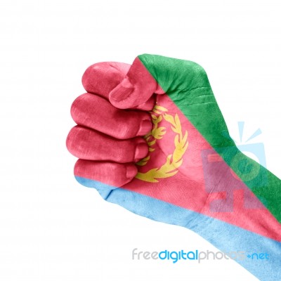 Flag Of Eritrea On Hand Stock Photo