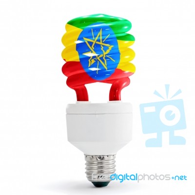 Flag Of  Ethiopia On Bulb Stock Photo