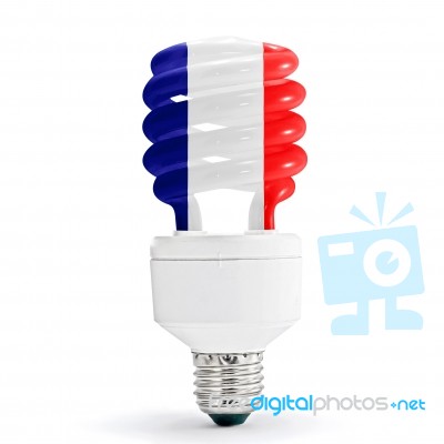 Flag Of France On Eco Lamp Stock Photo