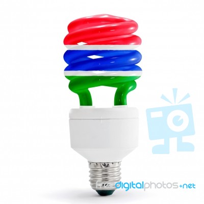 Flag Of  Gambia On Bulb Stock Photo