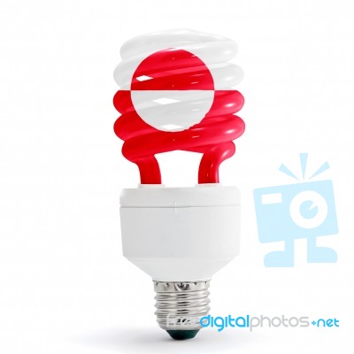 Flag Of Greenland On Bulb Stock Photo