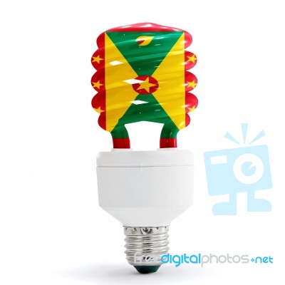 Flag Of Grenada On Bulb Stock Photo