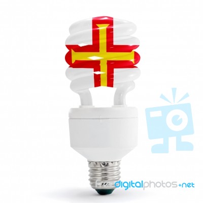 Flag Of Guernsey On Bulb Stock Photo