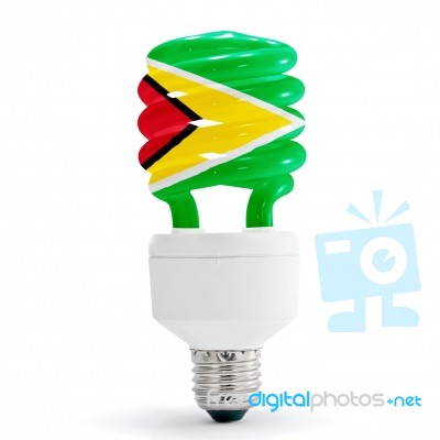 Flag Of  Guyana On Bulb Stock Photo