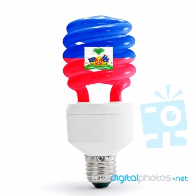 Flag Of Haiti On Bulb Stock Photo