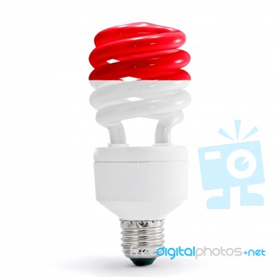 Flag Of Indonesia On Bulb Stock Photo