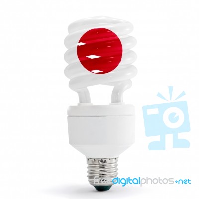 Flag Of Japan On Bulb Stock Photo