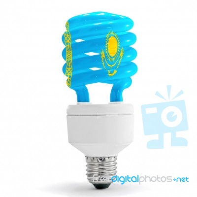 Flag Of Kazakhstan On Bulb Stock Photo