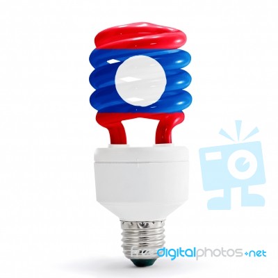 Flag Of Laos On Bulb Stock Photo