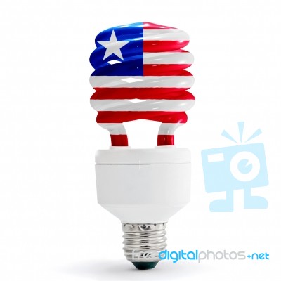 Flag Of Liberia On Bulb Stock Photo