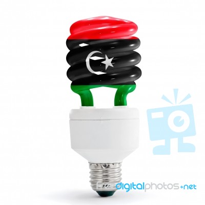 Flag Of Libya On Bulb Stock Photo