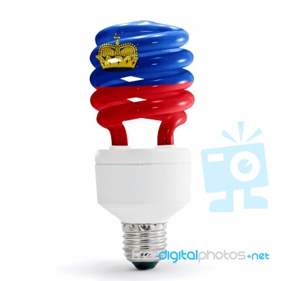 Flag Of Liechtenstein On Bulb Stock Photo