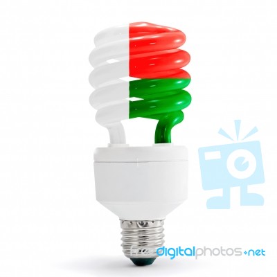 Flag Of Madagascar On Bulb Stock Photo