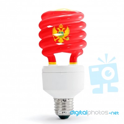 Flag Of Montenegro On Bulb Stock Photo