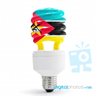 Flag Of Mozambique On Bulb Stock Photo