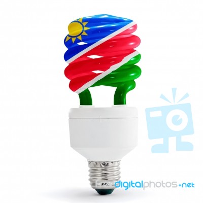 Flag Of  Namibia On Bulb Stock Photo