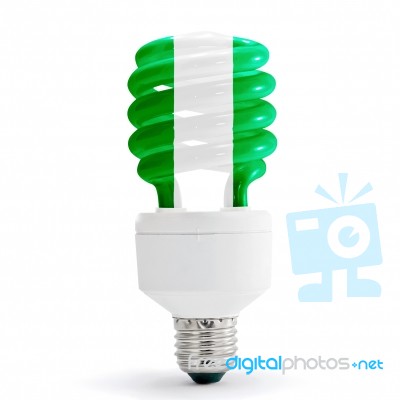 Flag Of Nigeria On Bulb Stock Photo