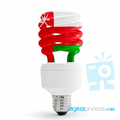 Flag Of Oman On Bulb Stock Photo