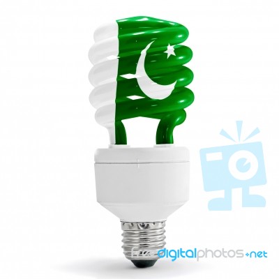 Flag Of Pakistan On Bulb Stock Photo