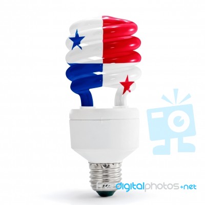 Flag Of Panama On Bulb Stock Photo