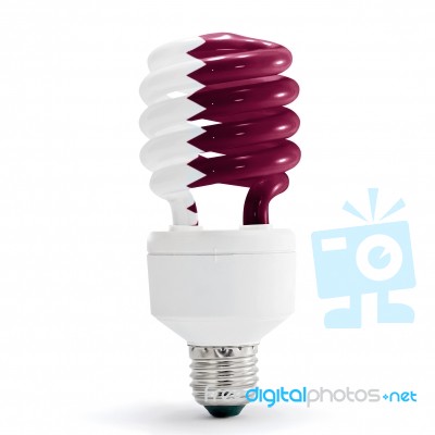 Flag Of Qatar On Bulb Stock Photo