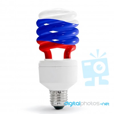 Flag Of Russia On Bulb Stock Photo