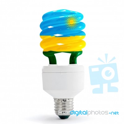 Flag Of Rwanda On Bulb Stock Photo