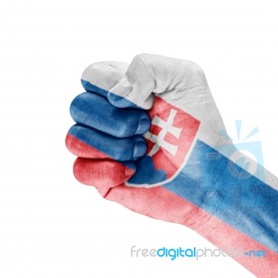 Flag Of Slovakia On Hand Stock Photo