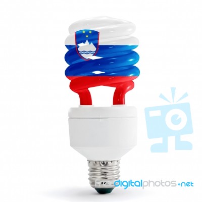 Flag Of Slovenia On Bulb Stock Photo