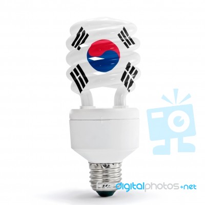 Flag Of South Korea On Bulb Stock Photo