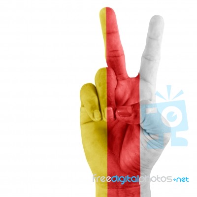 Flag Of South Ossetia On Hand Stock Photo