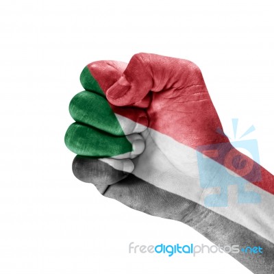 Flag Of Sudan On Hand Stock Photo - Royalty Free Image ID 100116211