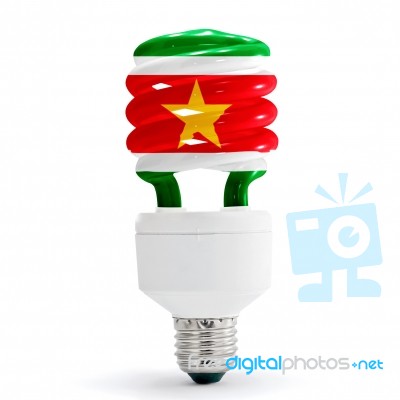 Flag Of  Suriname On Bulb Stock Photo