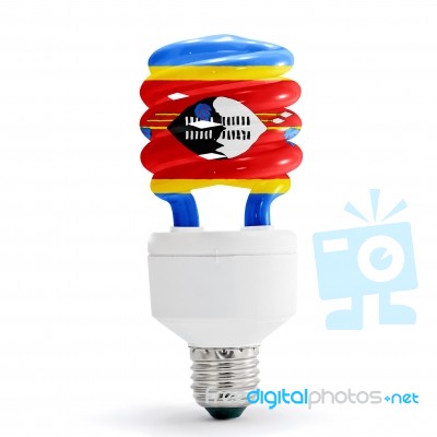 Flag Of Swaziland On Bulb Stock Photo