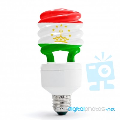 Flag Of Tajikistan On Bulb Stock Photo