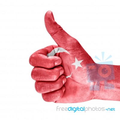 Flag Of Turkey On Hand Stock Photo