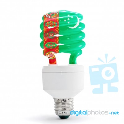 Flag Of Turkmenistan On Bulb Stock Photo